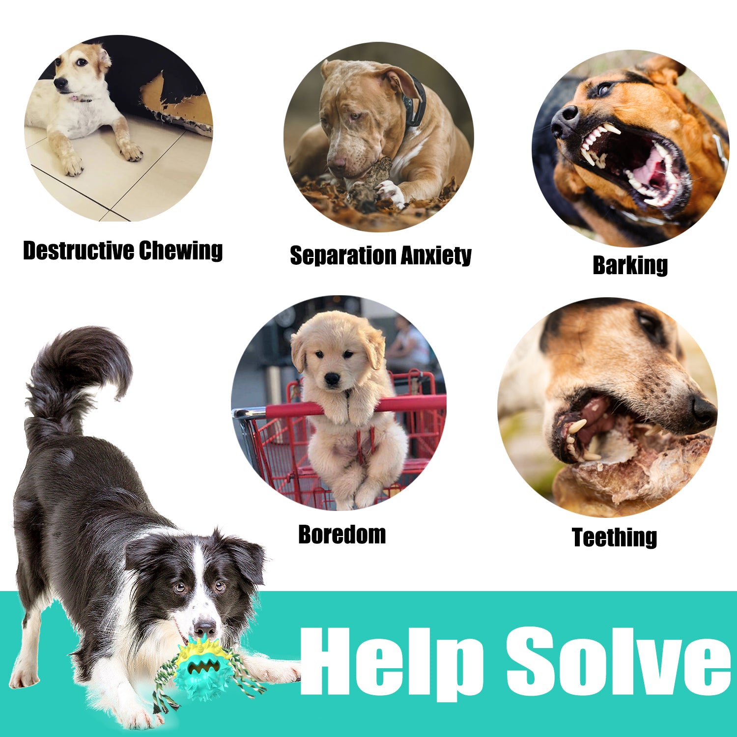Dog Chew Toys Ball for Aggressive Chewers, Likaty Indestructible Squeaker Dog Toy Puppy Chew Teething Toys for Large Medium Small Dogs,Blue