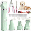 Dogs Hair Clippers Grooming Kit with Nail Grinder, Likaty 4 in 1 Cordless Electric Trimmer Low Noise USB Rechargeable Pet Clippers for Small and Large Dogs Cats Animals