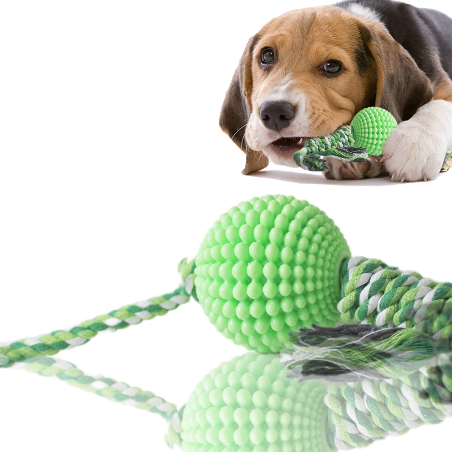 Dog Chew Toys for Aggressive Chewers, Likaty Indestructible Rope Dog Ball Toy Puppy Chew Teething Toys for Large Medium Small Dogs, Green