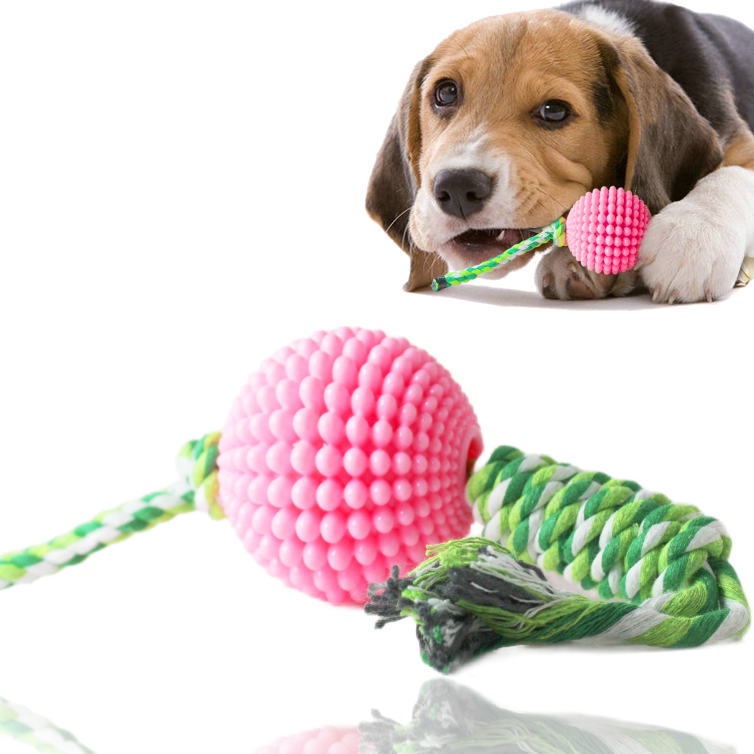 Dog Chew Toys for Aggressive Chewers, Likaty Indestructible Rope Dog Ball Toy Puppy Chew Teething Toys for Large Medium Small Dogs, Green