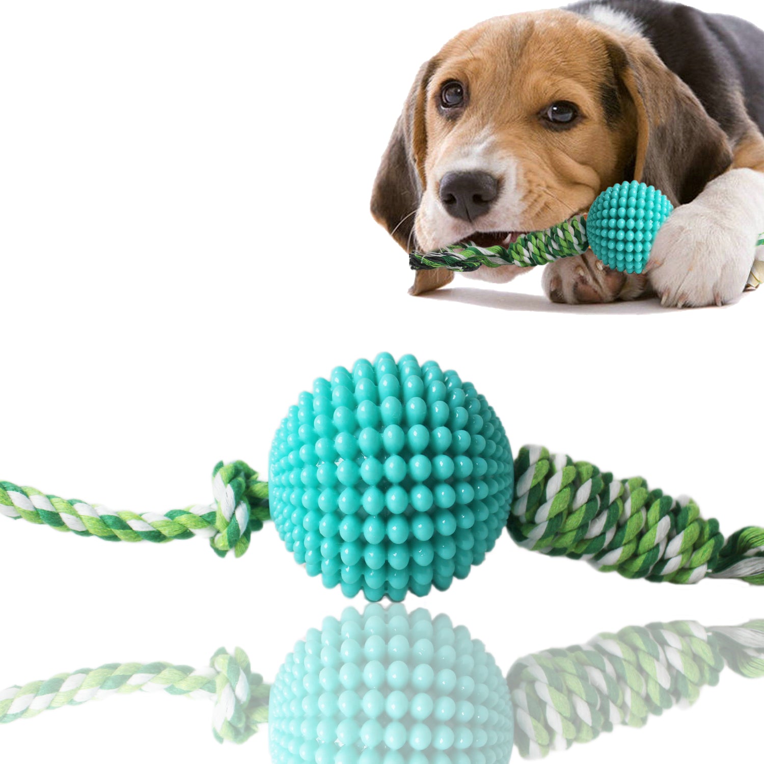 Dog Chew Toys for Aggressive Chewers, Likaty Indestructible Rope Dog Ball Toy Puppy Chew Teething Toys for Large Medium Small Dogs, Green