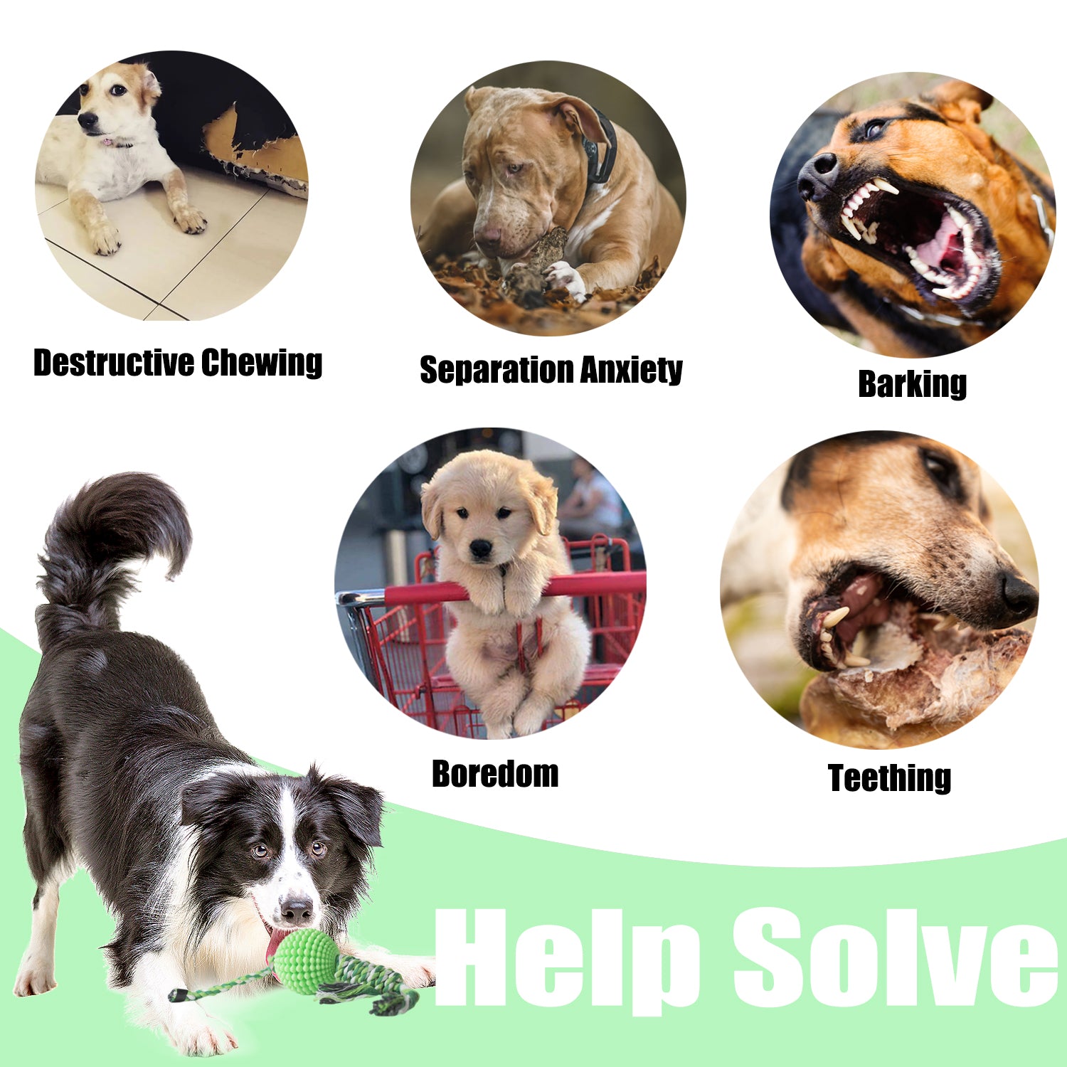 Dog Chew Toys for Aggressive Chewers, Likaty Indestructible Rope Dog Ball Toy Puppy Chew Teething Toys for Large Medium Small Dogs, Green