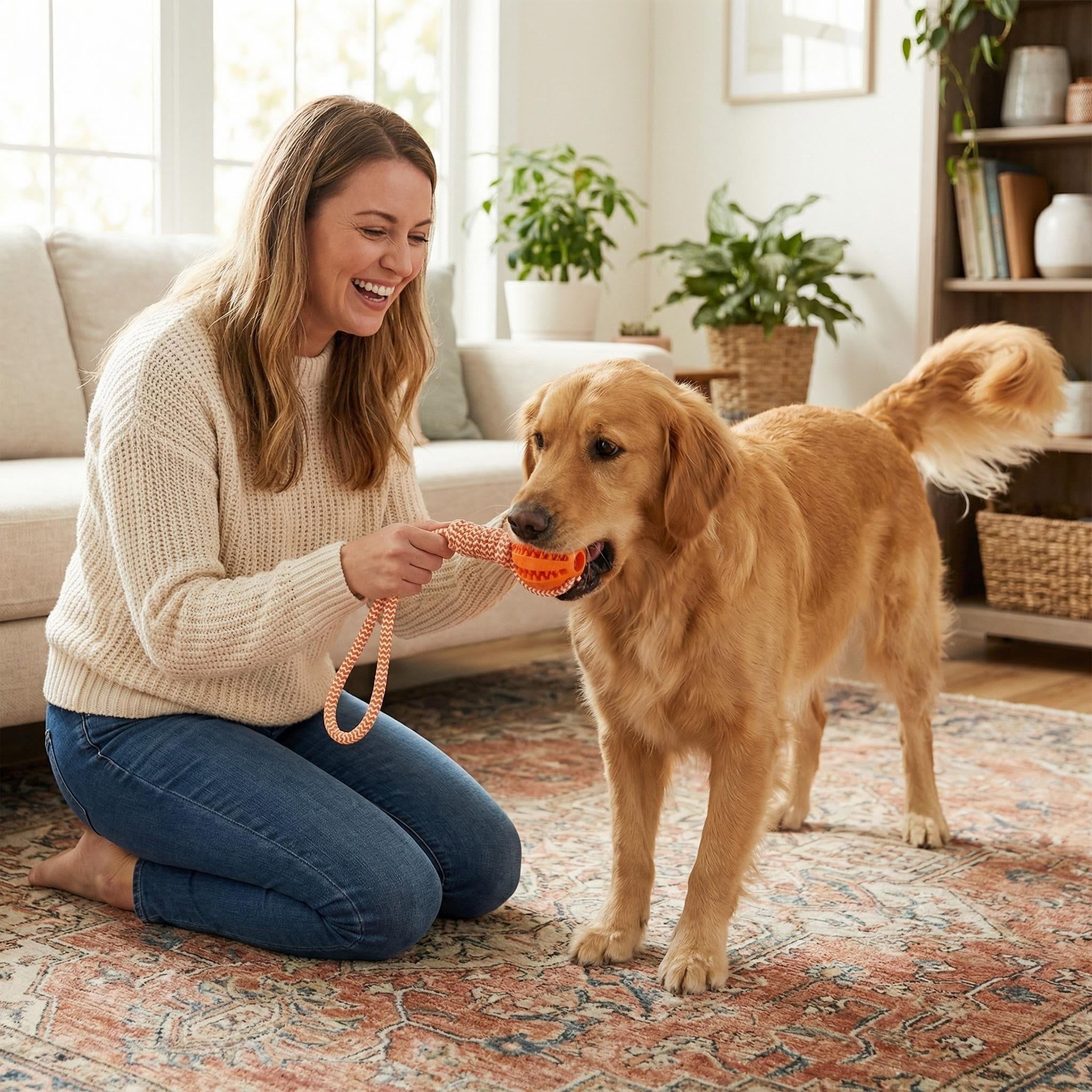 Likaty Dog Chew Toys for Aggressive Chewers, Indestructible Rope Dog Toy Puppy Chew Teething Toys for Large Medium Small Dogs, Orange