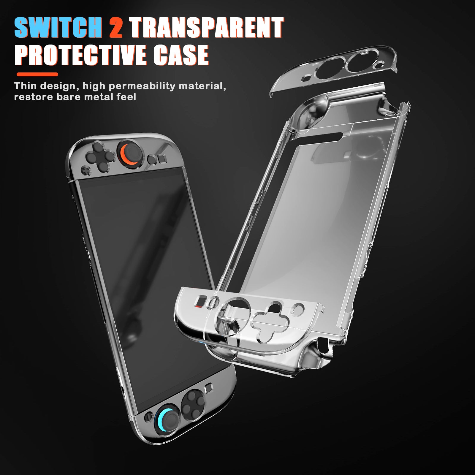 Transparent Case for Nintendo Switch 2 Case, Clear Shockproof TPU Protective Switch2 Controller Skin for SW2 Protector Cover Accessories