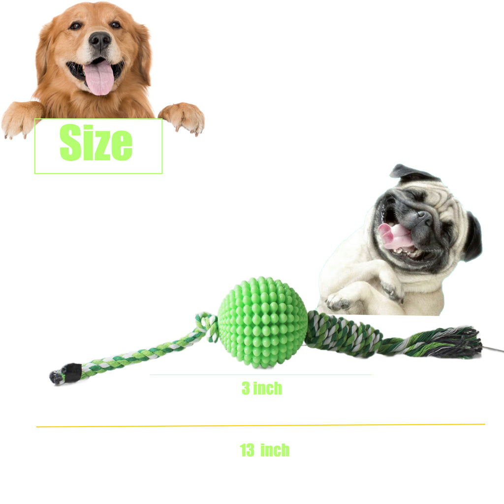 Dog Chew Toys for Aggressive Chewers, Likaty Indestructible Rope Dog Ball Toy Puppy Chew Teething Toys for Large Medium Small Dogs, Green