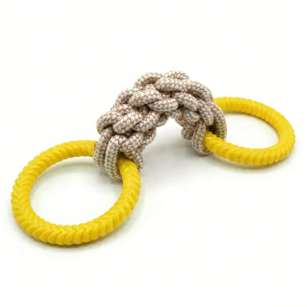Likaty Dog Chew Toys for Aggressive Chewers, Indestructible Rope Dog Toy Puppy Chew Teething Toys for Large Medium Small Dogs, Yellow