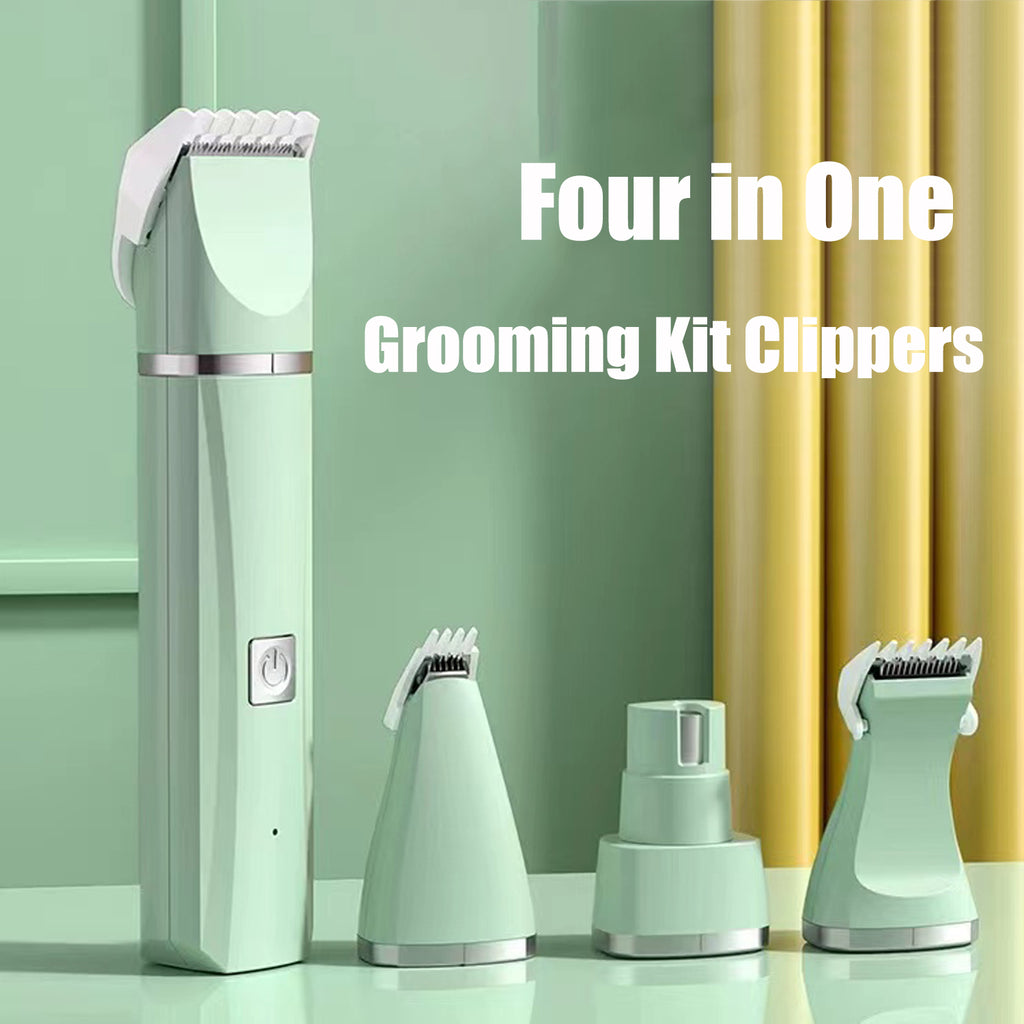 Dogs Hair Clippers Grooming Kit with Nail Grinder, Likaty 4 in 1 Cordless Electric Trimmer Low Noise USB Rechargeable Pet Clippers for Small and Large Dogs Cats Animals