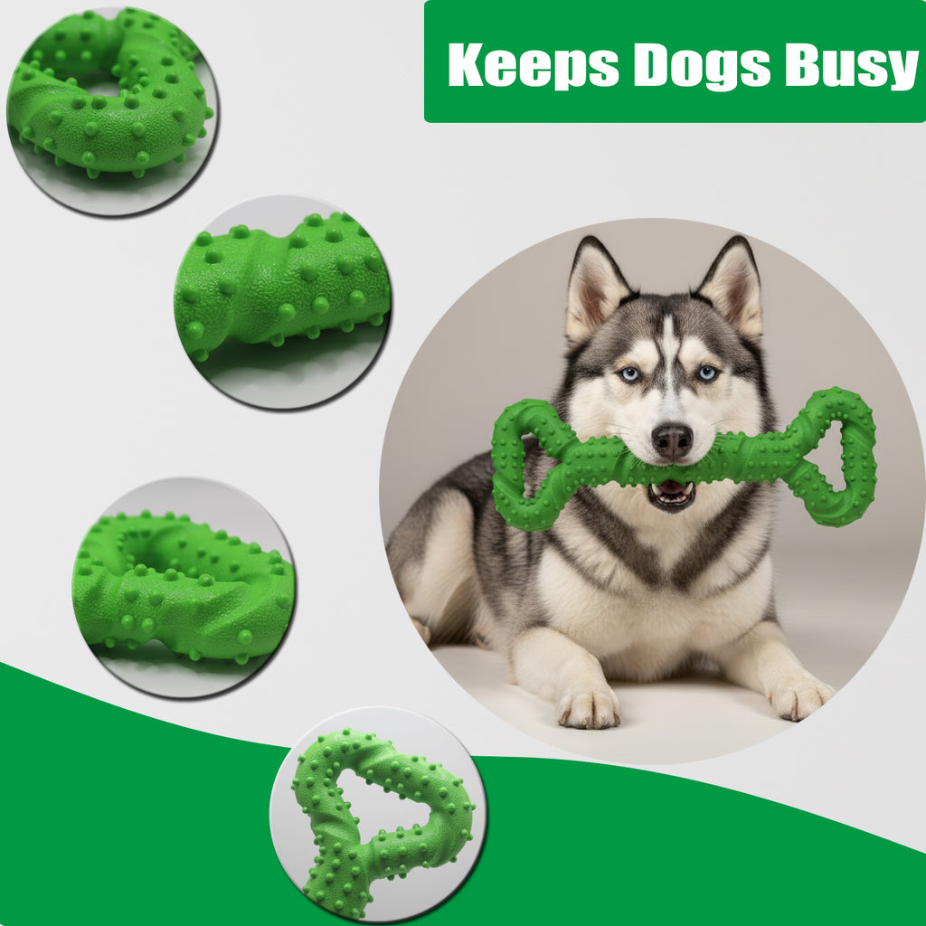 Dog Chew Toys for Aggressive Chewers, Likaty Indestructible Dog Toy Puppy Chew Teething Toys for Large Medium Small Dogs, Green