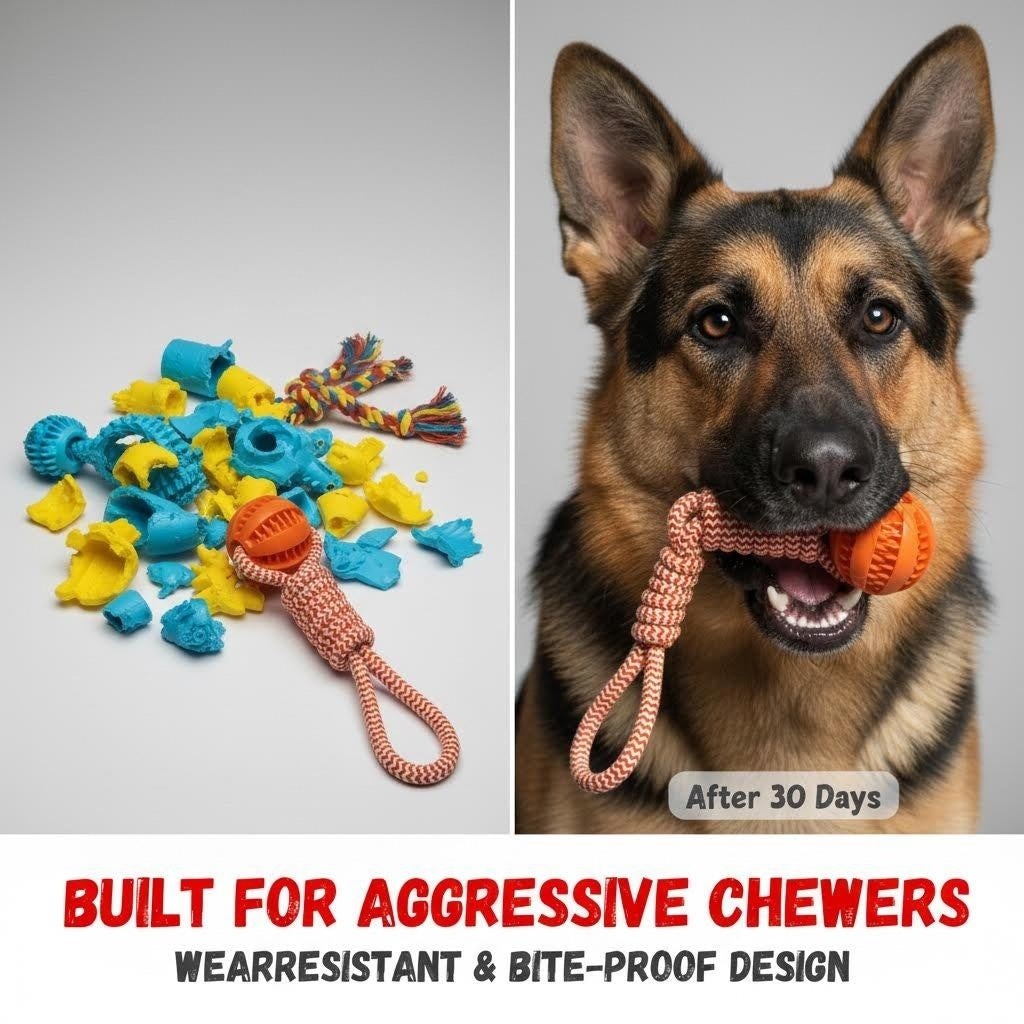 Likaty Dog Chew Toys for Aggressive Chewers, Indestructible Rope Dog Toy Puppy Chew Teething Toys for Large Medium Small Dogs, Orange
