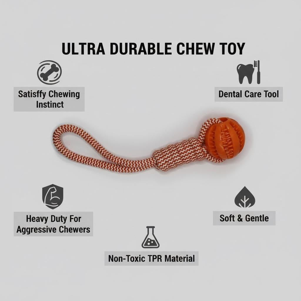 Likaty Dog Chew Toys for Aggressive Chewers, Indestructible Rope Dog Toy Puppy Chew Teething Toys for Large Medium Small Dogs, Orange
