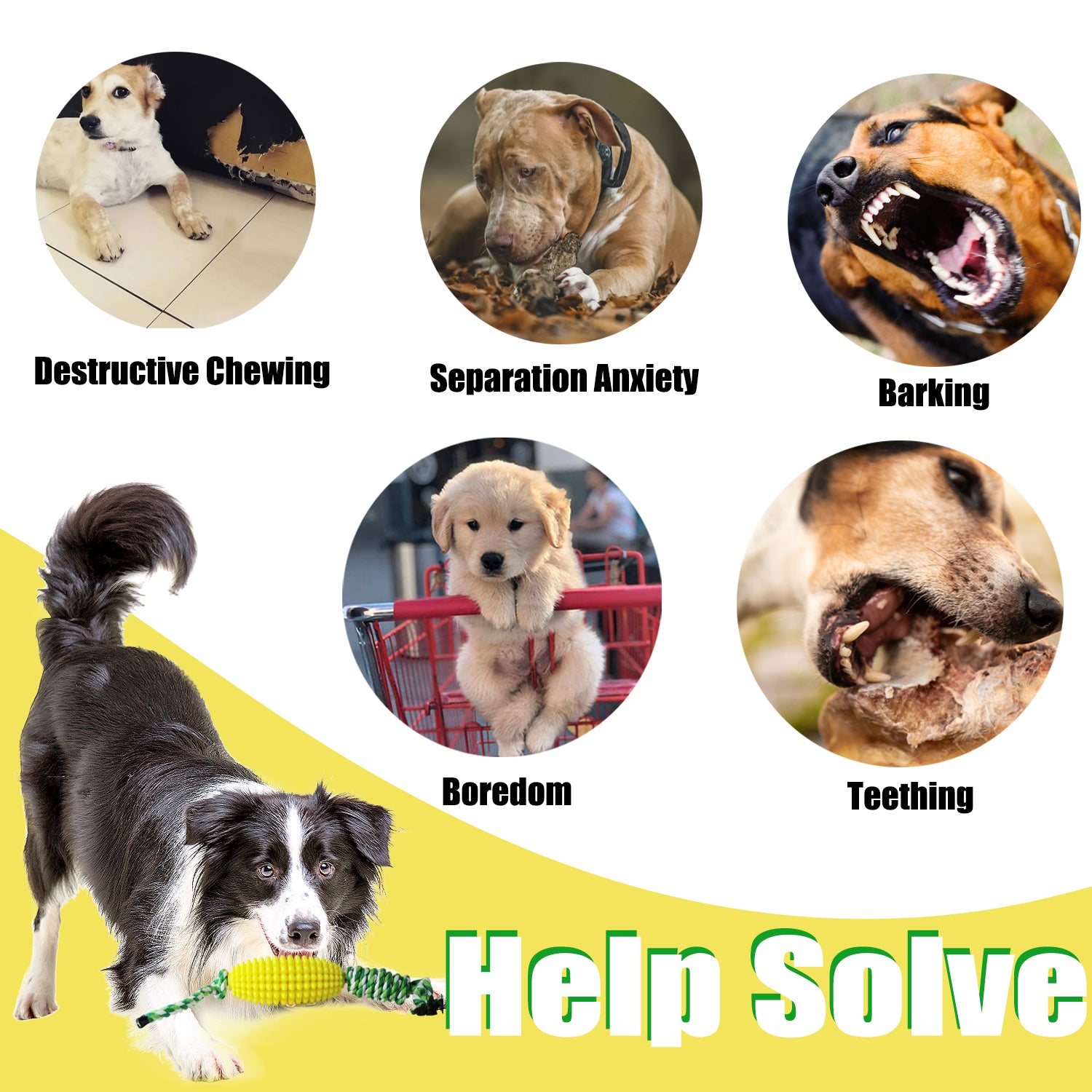 Dog Chew Toys for Aggressive Chewers, Likaty Indestructible Rope Dog Toy Puppy Chew Teething Toys for Large Medium Small Dogs, Yellow & Blue