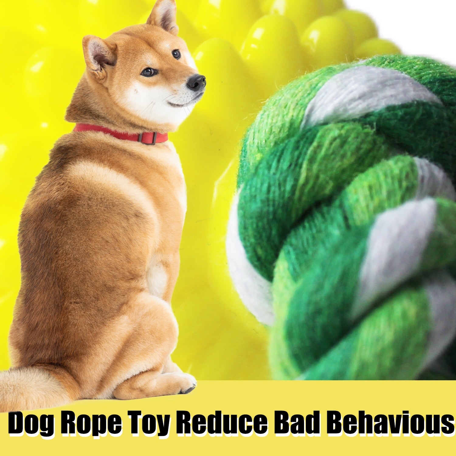 Dog Chew Toys for Aggressive Chewers, Likaty Indestructible Rope Dog Toy Puppy Chew Teething Toys for Large Medium Small Dogs - Yellow