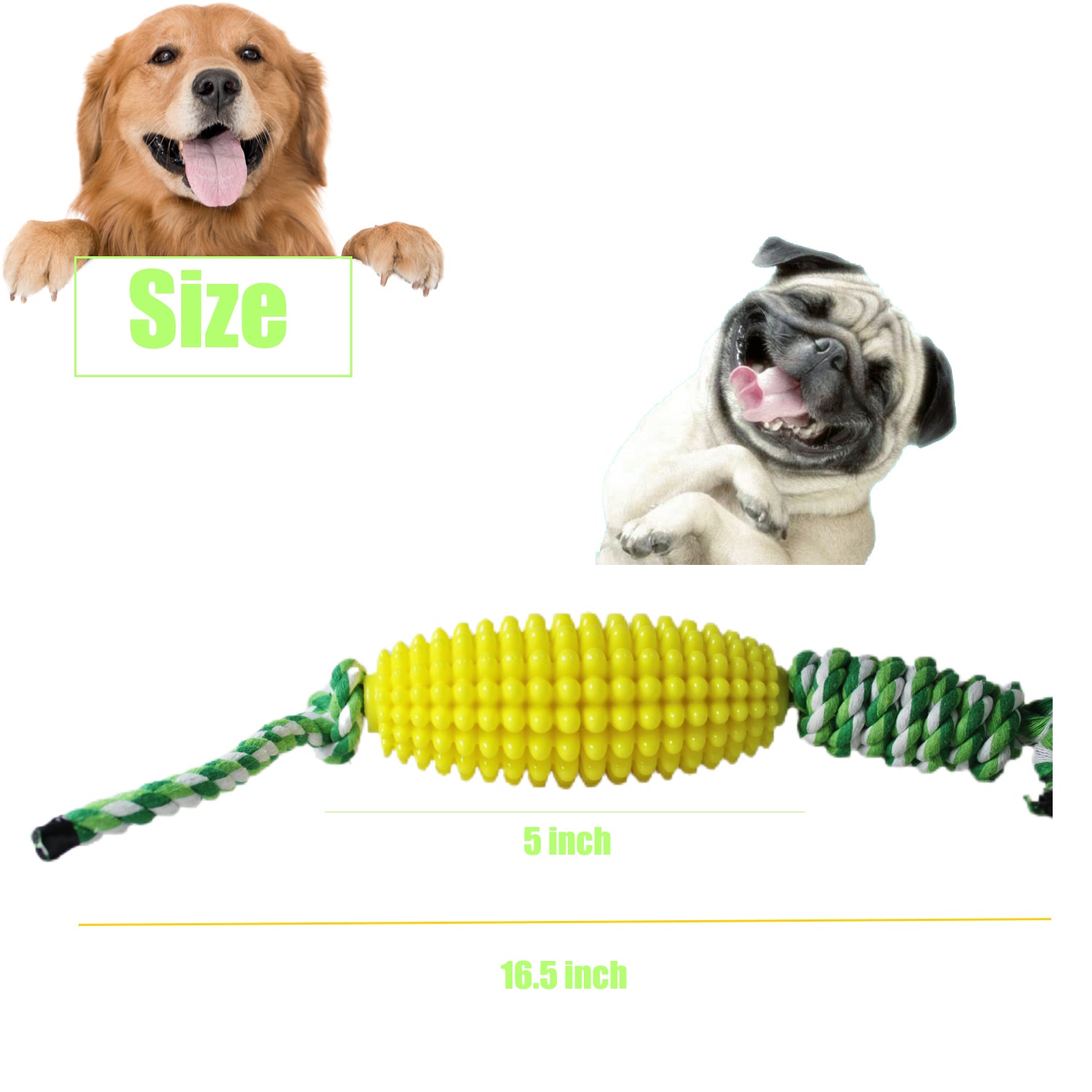 Dog Chew Toys for Aggressive Chewers, Likaty Indestructible Rope Dog Toy Puppy Chew Teething Toys for Large Medium Small Dogs - Yellow
