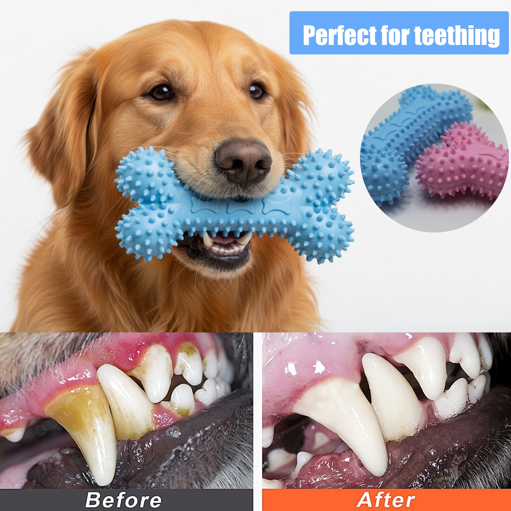 Dog Chew Toys for Aggressive Chewers, Likaty Indestructible Dog Toy Puppy Chew Teething Toys for Large Medium Small Dogs, 3PCS