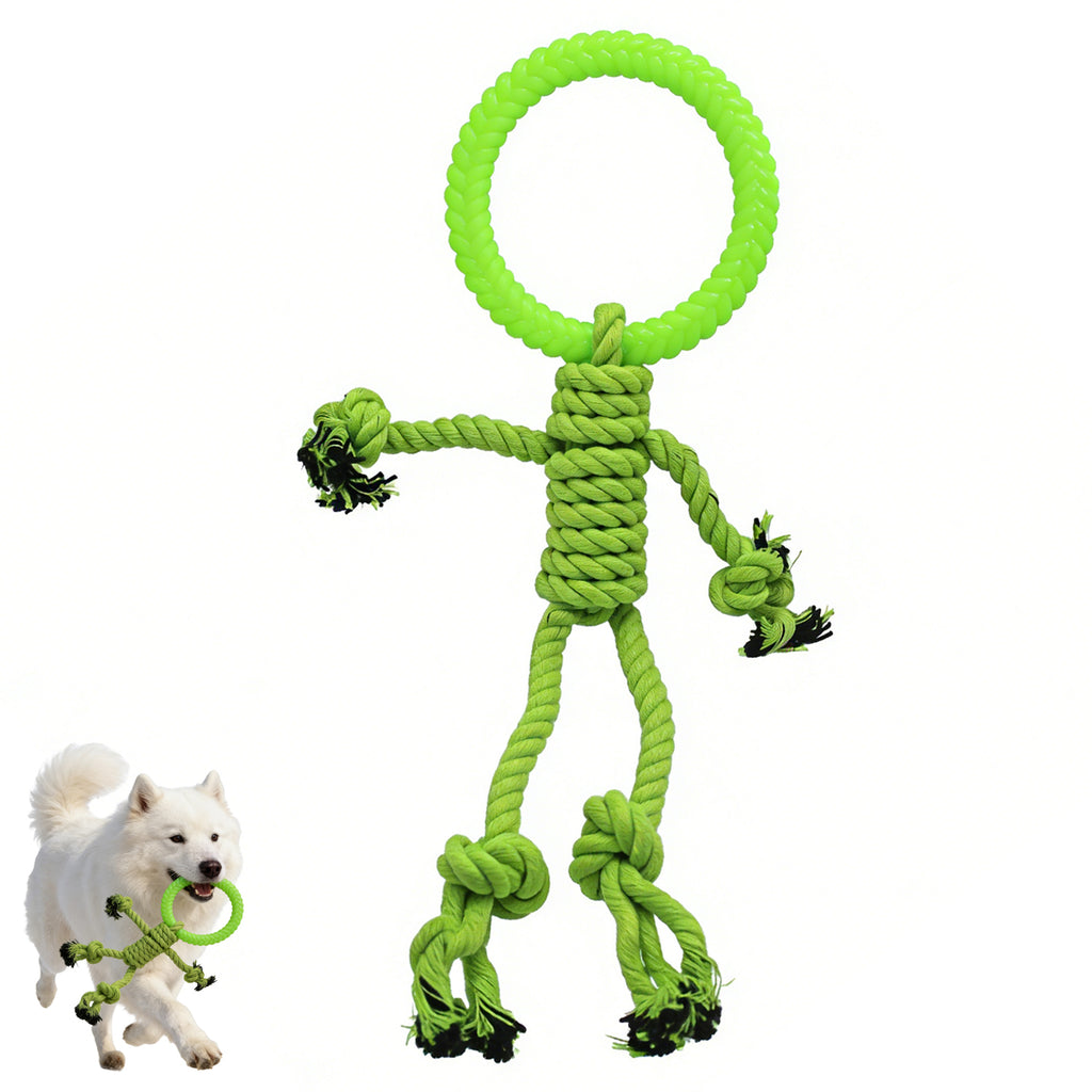 Likaty Dog Chew Toys for Aggressive Chewers, Indestructible Rope Dog Toy Puppy Chew Teething Toys for Large Medium Small Dogs, Green