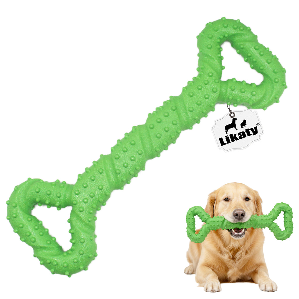 Dog Chew Toys for Aggressive Chewers, Likaty Indestructible Dog Toy Puppy Chew Teething Toys for Large Medium Small Dogs, Green